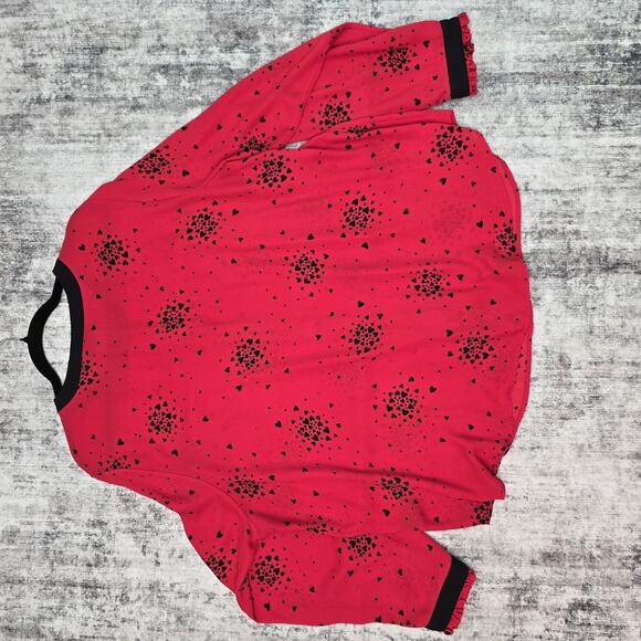 Liz Claiborne Blouse Womens 2X Red Black Heart Print Button Up Career Top Plus - Picture 7 of 10